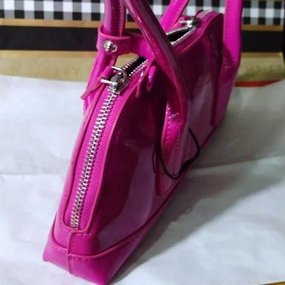 ZARA Trendy Pink 💕 Patent Shoulder Mini NWT - Picture 5 of 7